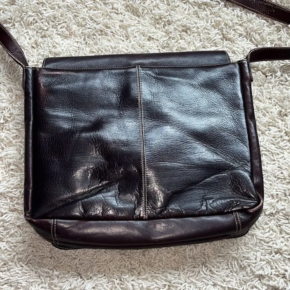 Vintage Leather Messenger Bag Shoulder Strap Brown Laptop Briefcase